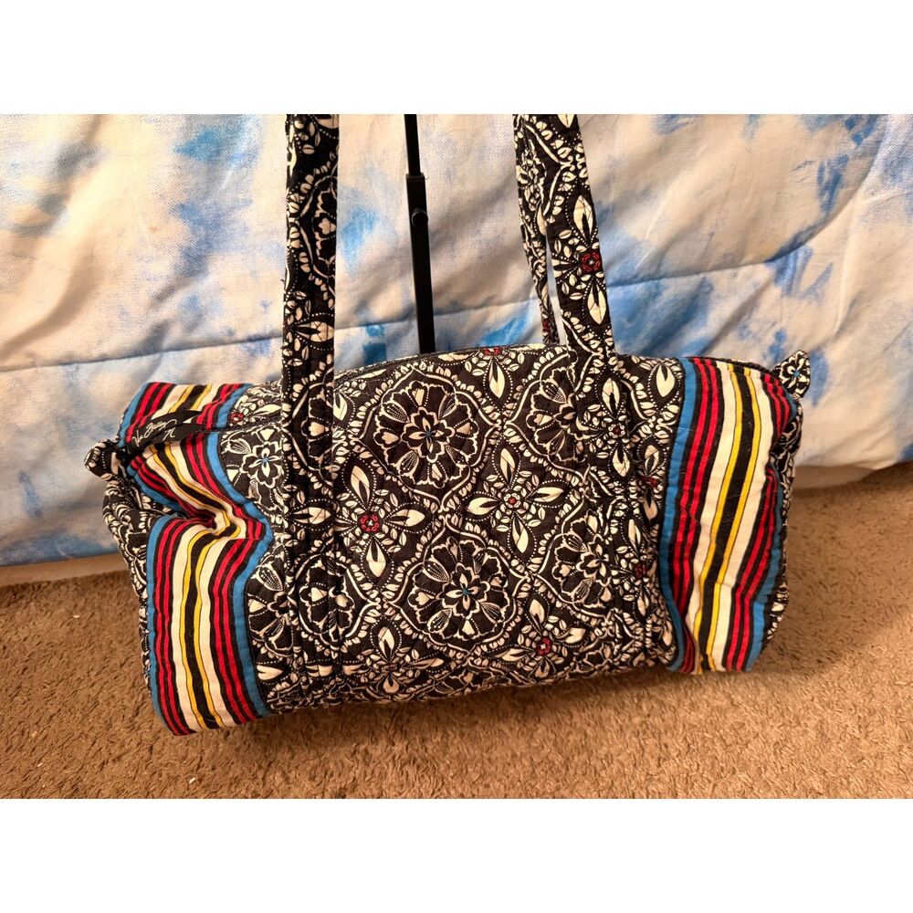 Vera Bradley Purse Large Tote Bag Barcelona Black 2010 Quilted Cotton